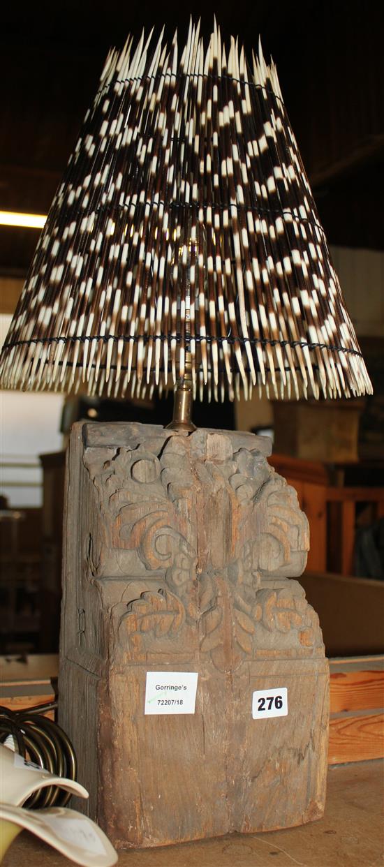An Indian lamp with quill shade